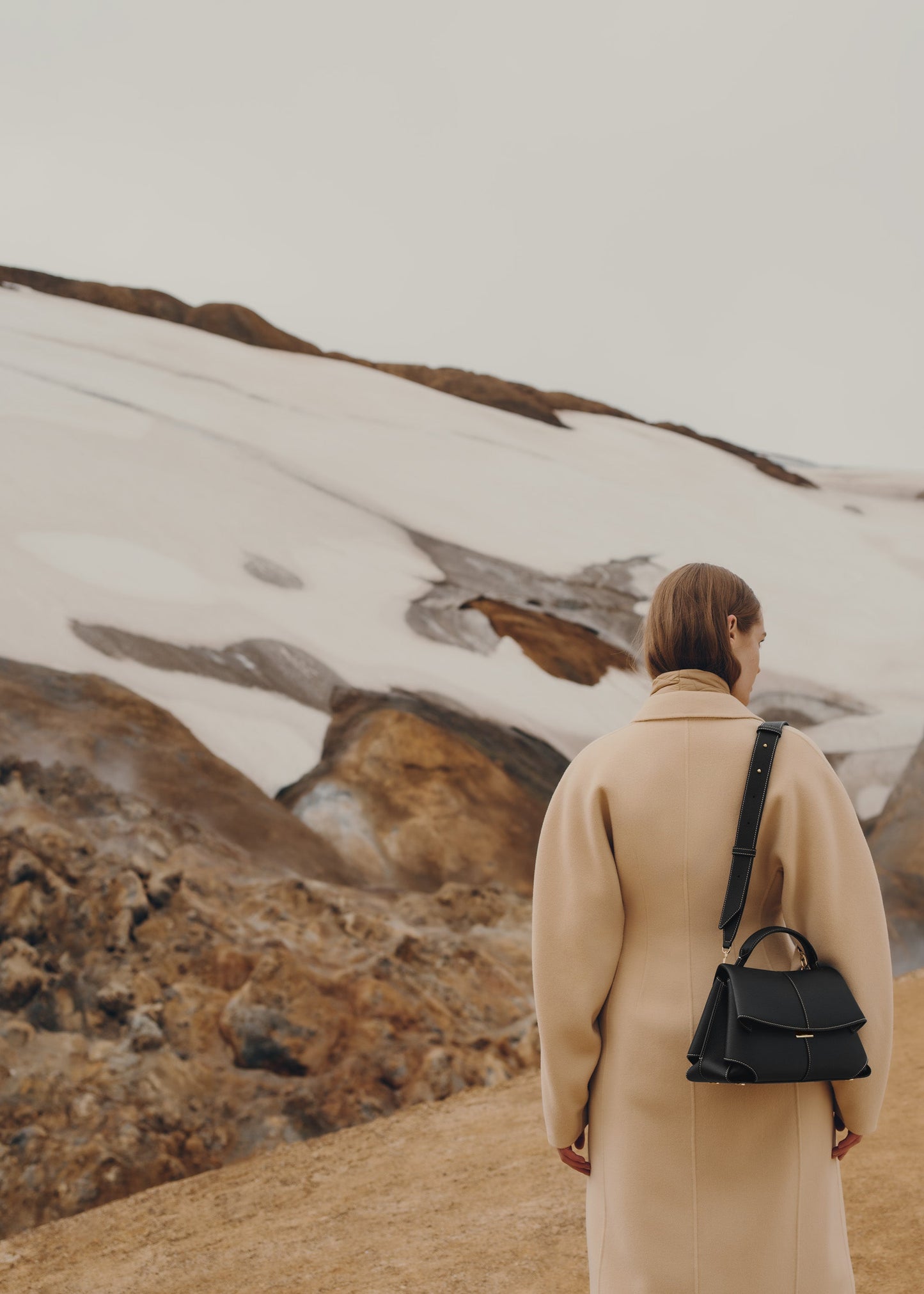 Mokki - Textured Black with Ecru Stitching