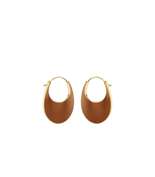 Éole Slim Hoop Earrings - Camel Leather