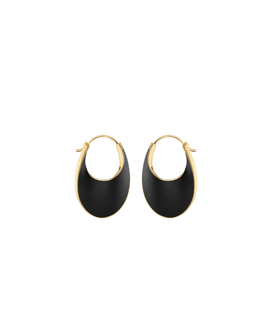 Éole Slim Hoop Earrings - Black Leather