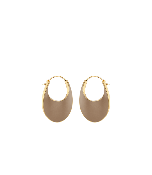 Éole Slim Hoop Earrings - Taupe Leather