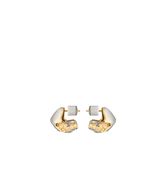 Eroz Stud Earrings - Duo palladium with 24 carat gold plating