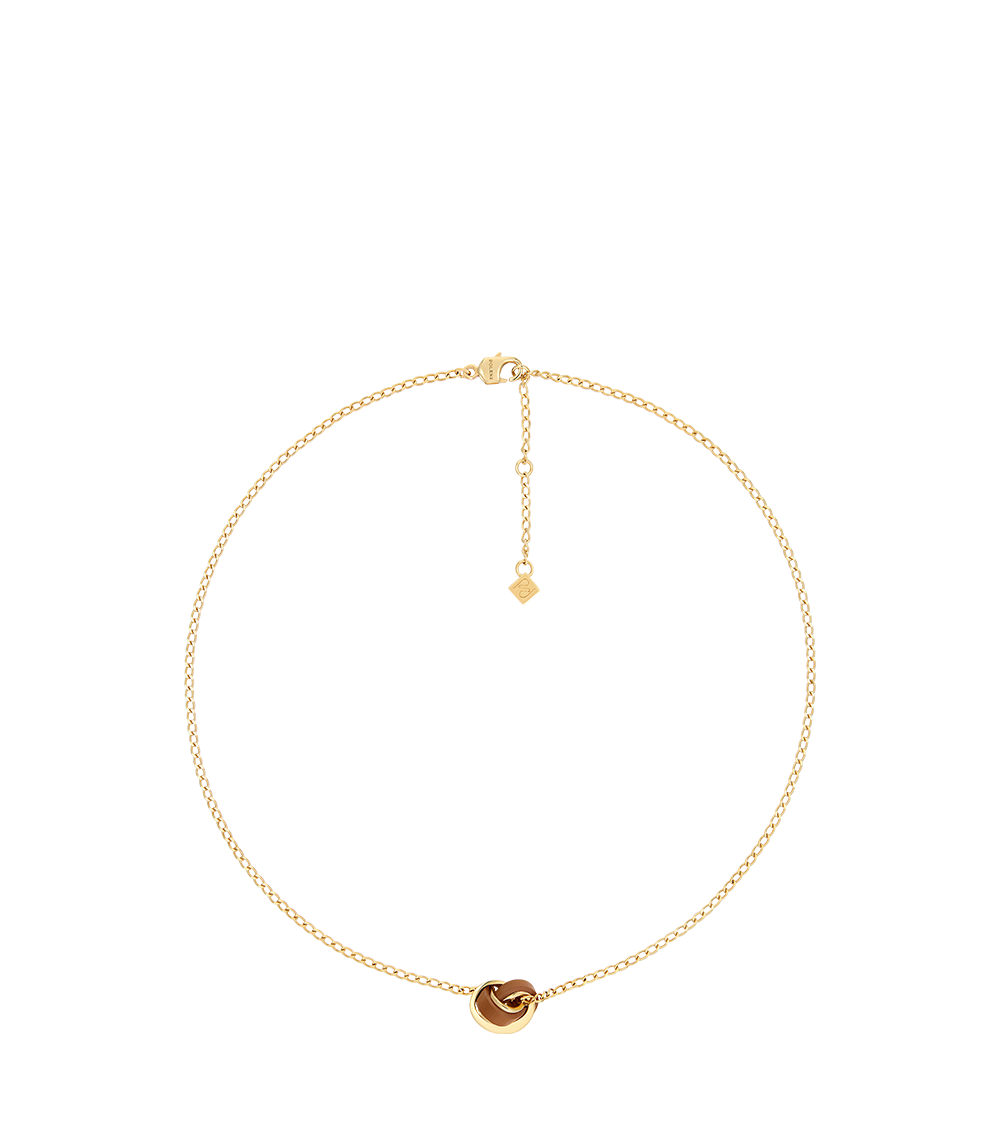 Ormé Necklace - Gold Gilded with Camel Leather