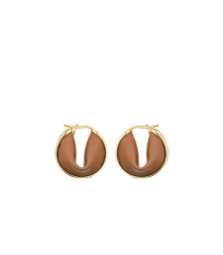 Ormé Hoop Earrings - Gold Gilded with Camel Leather