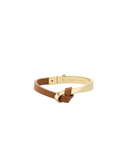 Ormé Bangle - Gold Gilded with Camel Leather