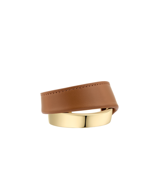 Ormé Cuff - Gold Gilded with Camel Leather