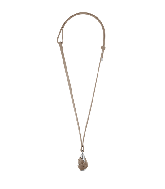 Ormé Pendant - Silver in rhodium with Taupe Leather