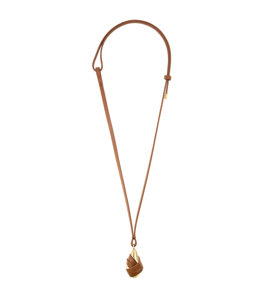 Ormé Pendant - Gold Gilded with Camel Leather